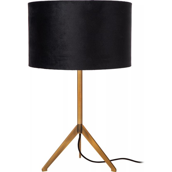 Lampe de table noire et dorée avec abat-jour en velours, E27, Tondo Lucide