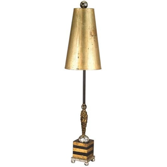 Lampe de table Noma Luxe dorée-noire-argentée, 1xE27x60W, abat-jour en parchemin, dimensions : 102x18x18 cm, IP20, Flambeau