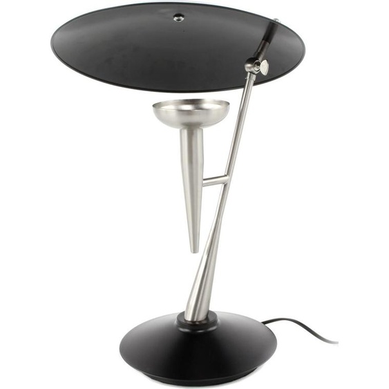 Lampe de table Padiro, 36 x 36 x 50 cm - argentée et noire - en fer - abat-jour métallique incliné en forme de segments