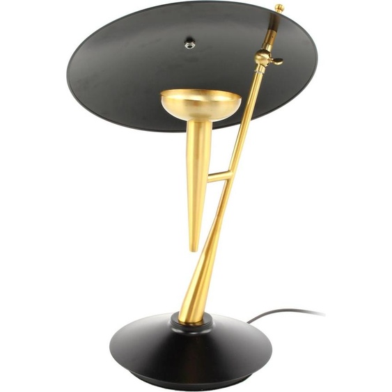 Lampe de table Padiro, 36 x 36 x 50 cm - dorée et noire - en fer - abat-jour métallique incliné en forme de segments