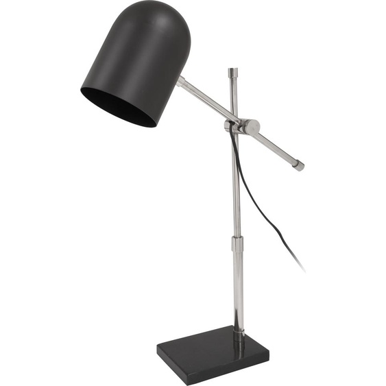 Lampe de table Padiro, 46 x 12 x 54 cm - noire et argentée - en acier - abat-jour cylindrique