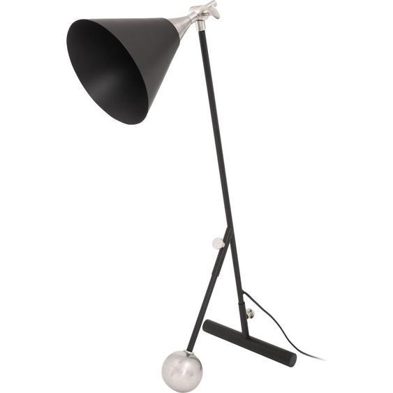 Lampe de table Padiro, 50 x 16 x 76 cm - noire et argentée - en fer - abat-jour incliné et poids décoratif