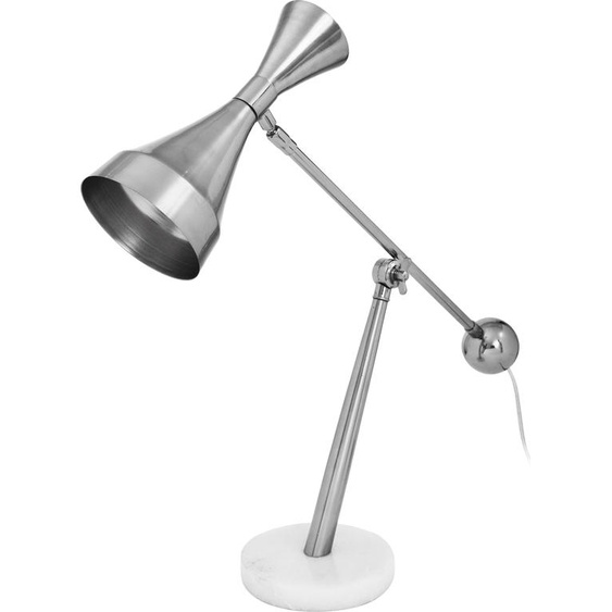 Lampe de table Padiro, 50 x 23 x 65 cm, couleur argent, aluminium, abat-jour sculptural