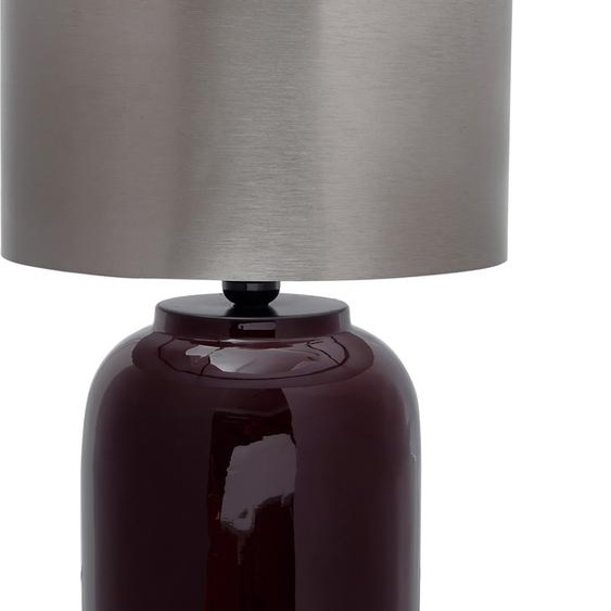 Lampe de table Padiro, dimensions 31 x 31 x 57,5 cm, couleur cerise et argent, en fer, abat-jour rond et base brillante
