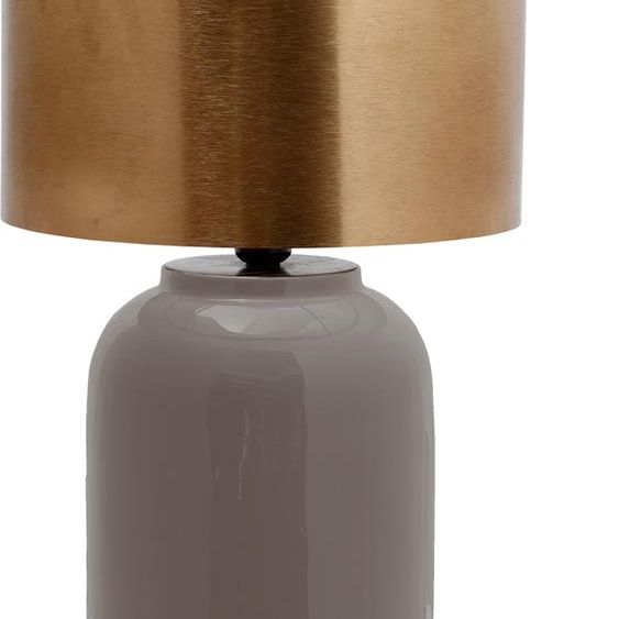 Lampe de table Padiro, dimensions 31 x 31 x 57,5 cm, gris et dorée, en fer, abat-jour rond et base brillante