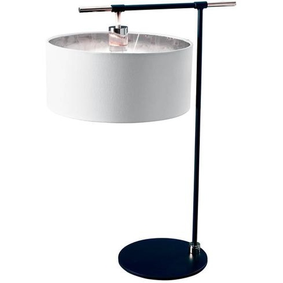 Lampe de table rétro Balance, blanc et argent, 1xE27x60W, abat-jour en tissu, dimensions : 65,6 x 33,5 x 46,9 cm, IP20, Elstead