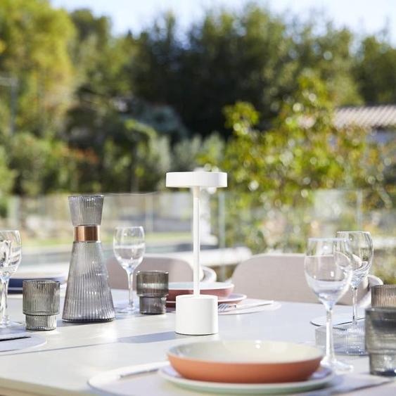 Lampe de Table Sans Fil, LUMISKY ROBY WHITE, H30 cm, Tactile en Aluminium, Blanc Mat, LED