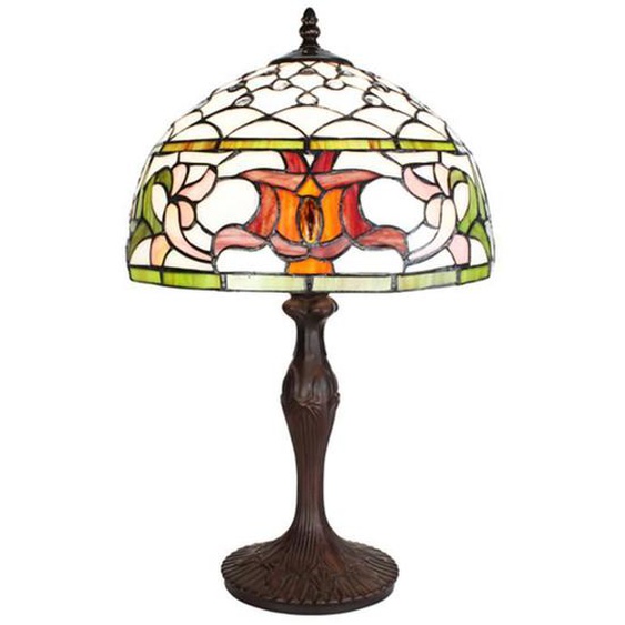 Lampe de table Tiffany Ø 30x49 cm Blanc Vert Verre Rond 5LL-6276