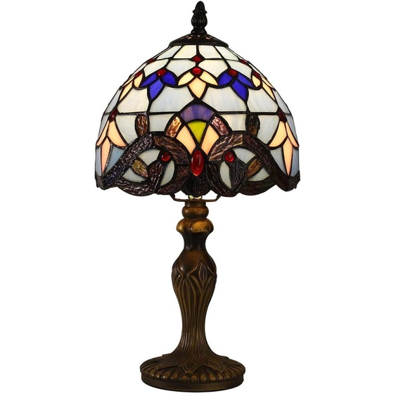 Lampe de table Tiffany rétro avec abat-jour en verre
