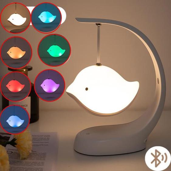 Lampe de table, veilleuse avec haut-parleur Bluetooth Lampe de chevet Veilleuse Cadeau (Blanc)