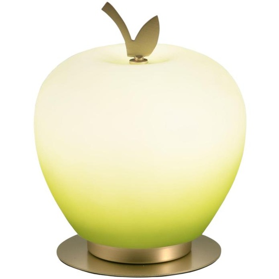 Lampe De Table Wendy, Led Intégrée 8 W, Lumière Verte 3000 K, Laiton Satiné, Variateur Tactile, Verre Soufflé - Design Élégant