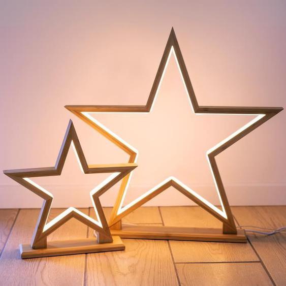 Lampe décorative en forme détoile à poser- Bambou - 32x6.5x33cm - ARTECSIS