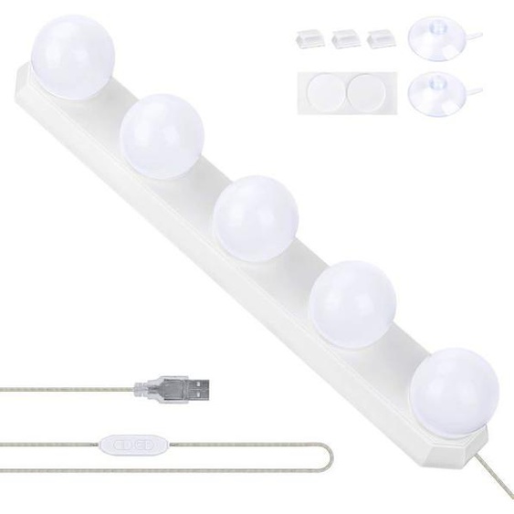 LAMPE DECORATIVE Lumière miroir USB LED 5 ampoules - 3 modes de couleur pour coiffeuse/salle de bain