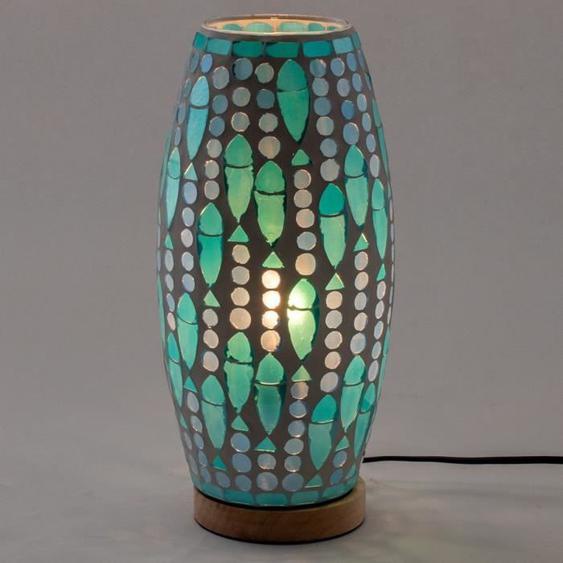 Lampe de table - SIGNES GRIMALT - Mosaïque indienne - Verre et bois - Couleur verte - Intérieur