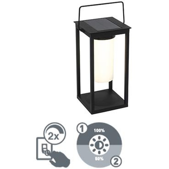 Lampe dextérieur moderne noire avec LED et variateur solaire - Denlu