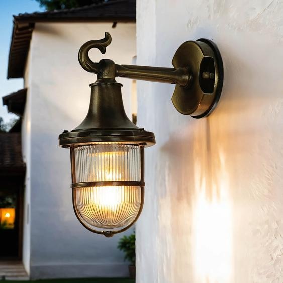 Lampe dextérieur rustique verre strié laiton véritable inoxydable IP64 Premium lampe de bateau maison balcon