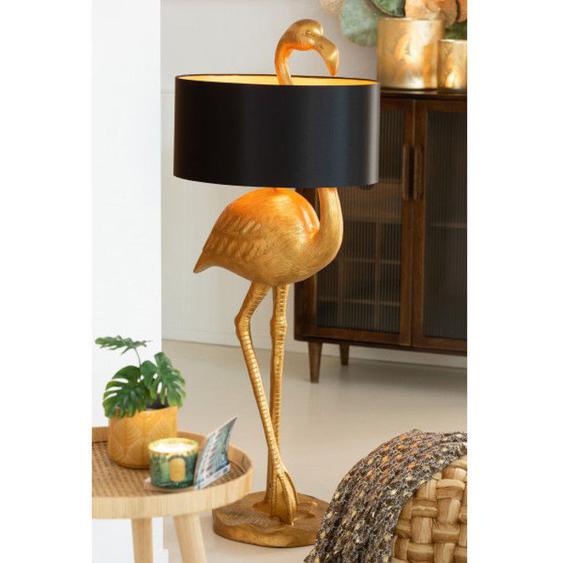 Lampe Flamant Rose Resine Or/Noir - Doré - Résine - L 55 x l 41 x H 139 cm - Lampadaire