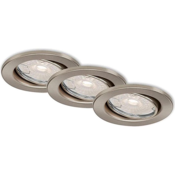 Lampe LED encastrée BRILONER LEUCHTEN DIMM, 5,5 W, 460 lm, IP23, nickel mat, métal, incl., 3x GU10, intensité lumineuse variable,set de 3, Ø 8,6cm