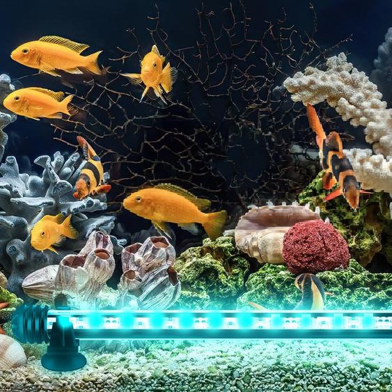 Lampe LED pour aquarium de 63 cm, lampe LED submersible pour aquariums, avec minuterie, éclairage étanche, télécommande, 7,2 W