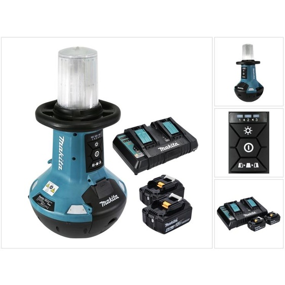 Lampe LED sans fil Makita DML 810 PG 18 / 36 V ( 2 x 18 V ) 5500 lm IP54 + 2 batteries 6,0 Ah + double chargeur
