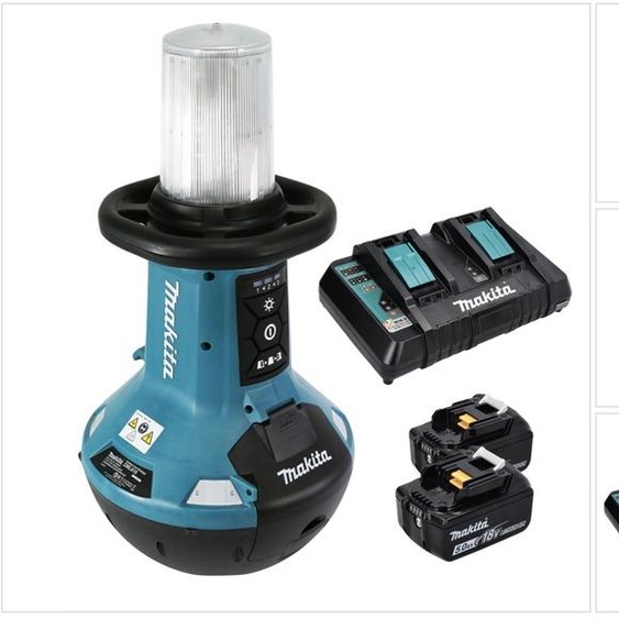 Lampe LED sans fil Makita DML 810 PT 18 / 36 V ( 2 x 18 V ) 5500 lm IP54 + 2 batteries 5,0 Ah + double chargeur