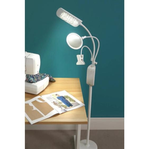 Lampe LED sur pied avec pince & loupe, blanc