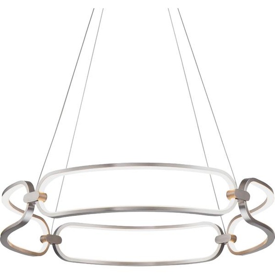 Lampe LED suspendue TRIVIUM 50W, 3000K, nickel satiné chrome/blanc, Ø : 60, H : 120 cm