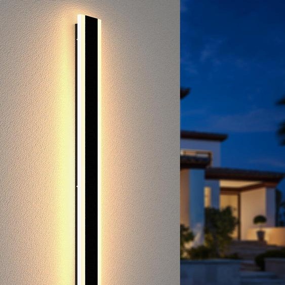 Lampe murale 150 cm, LED, lumière blanche chaude, indice de protection IP65, aluminium, pour extérieur