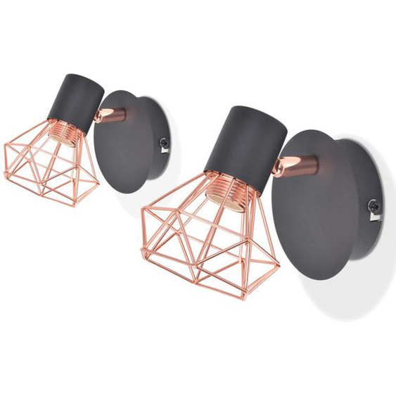 Lampe murale 2 pcs E14 Noir et Cuivre