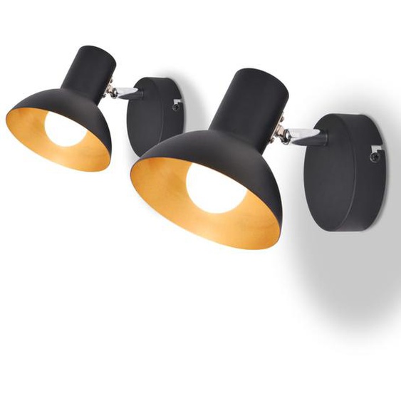 Lampe murale 2 pcs pour 2 ampoules E27 Noir et doré