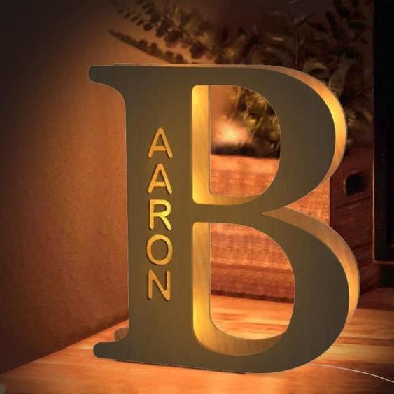 Lampe Personnalisée avec Alphabet Lettre Prénom Lumineuse Veilleuse Lettre Décoration de Maison Cadeau pour Enfant Petit ami A712