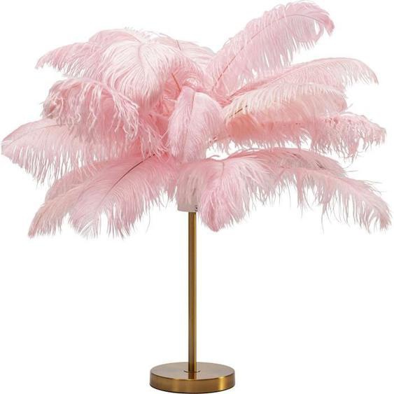 Lampe de table - KARE - Plumes roses - Acier doré - 60 cm - Électrique