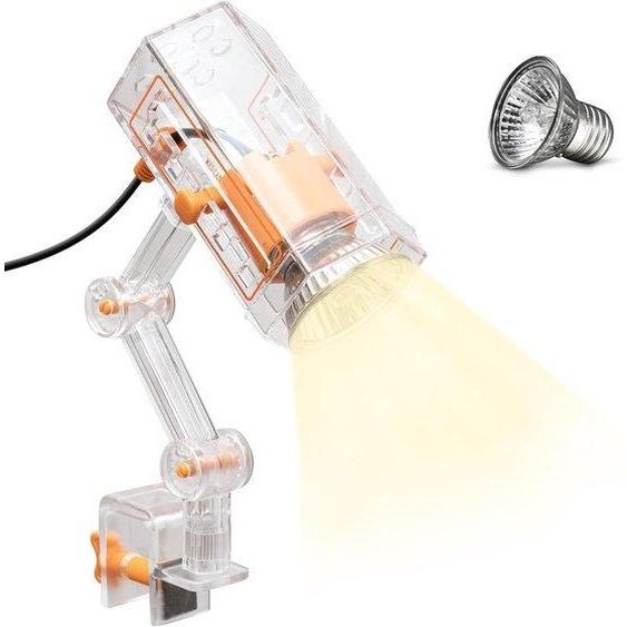 Lampe pour reptiles avec rotation à 360 degrés, simulant la lumière solaire, émettant des rayons UVA/UVB, transparente, 25 watts.