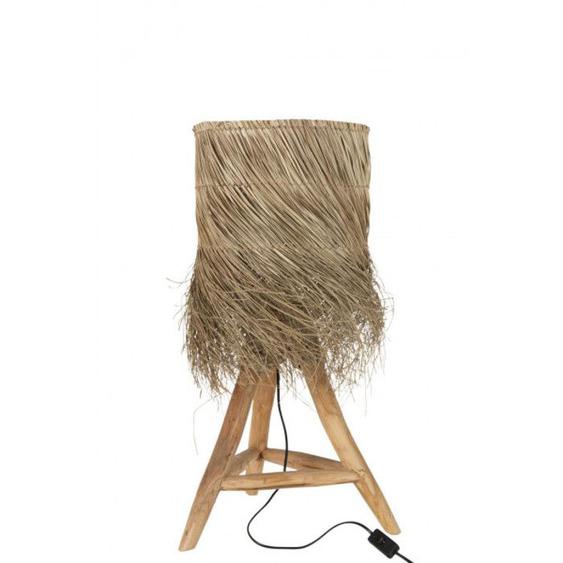 Lampe Rafi Herbes/Teck Naturel - Naturel - Bois - L 32 x l 29 x H 80 cm - Lampe de table
