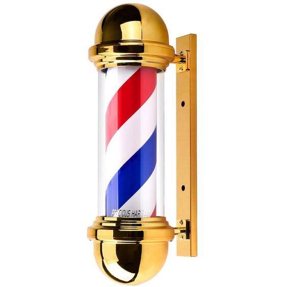Lampe rotative pour coiffeur, LED, 51 cm, dorée, avec éclairage rouge, bleu et blanc