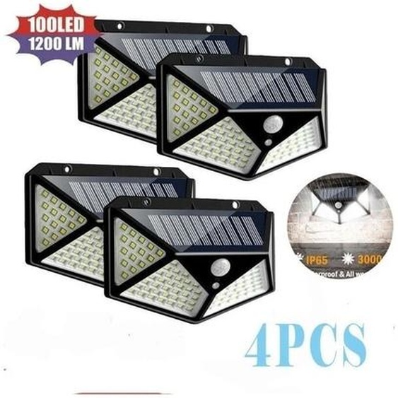 Lampe solaire 100LED IP65 étanche extérieur - 4 Pack