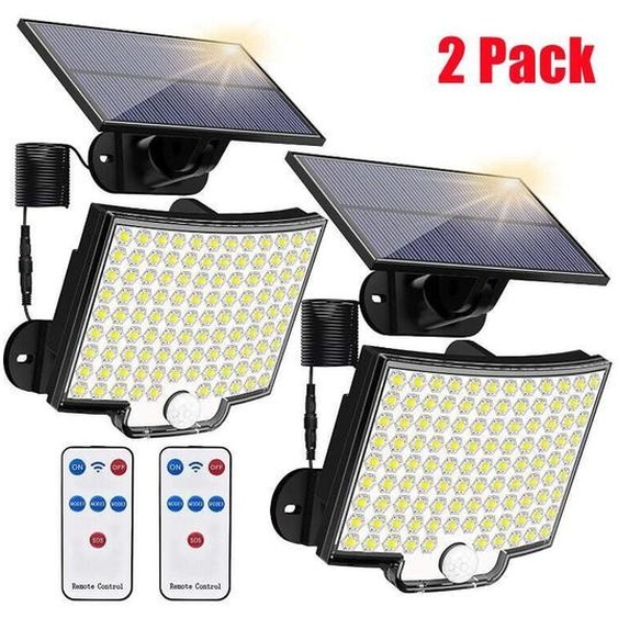 Lampe solaire 106LED 4 Modes IP65 5M Capteur de mouvement - 2 Pack