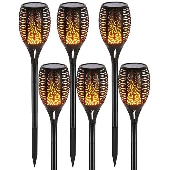 Lampe solaire 12 led 54cm Décor de jardin extérieur à lumière vacillante , 6 Pack Ouylaf