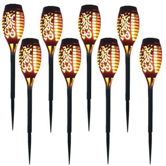 Highsam - Lampe solaire 12 led 54cm Décor de jardin extérieur à lumière vacillante - 8 Pack