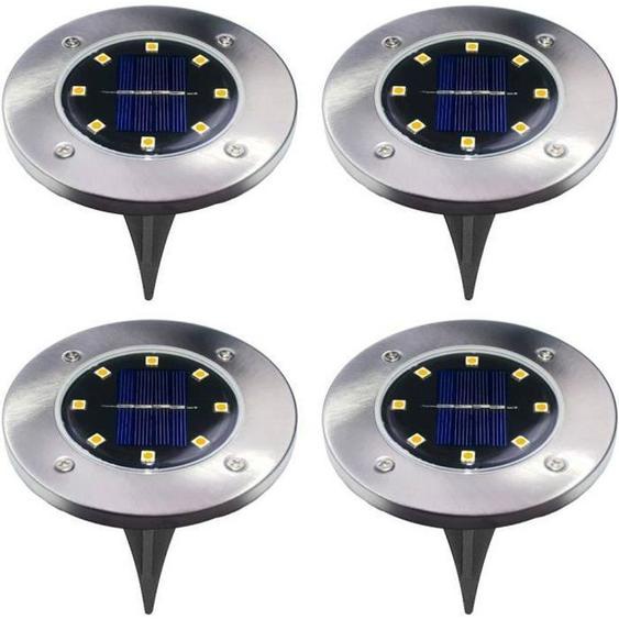 Lampe Solaire au Sol 8 Lumière Extérieure étanche IP65 de chemin solaire LED eclairage exterieur impermeable Projecte 4PCS