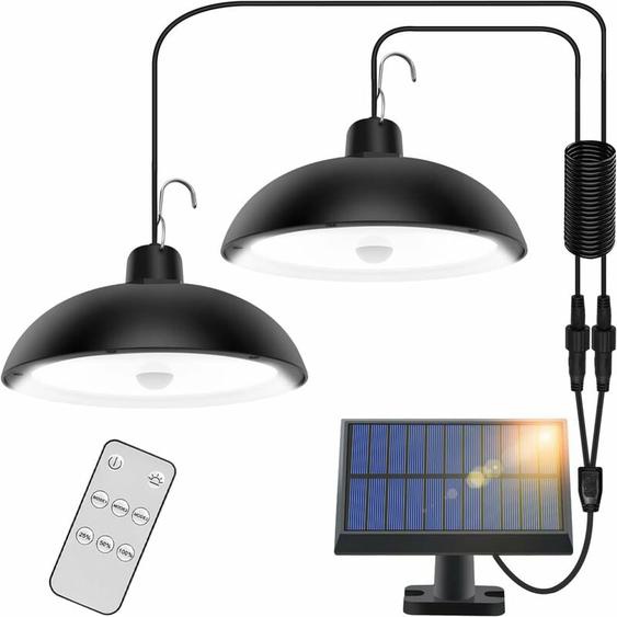 Lampe solaire dextérieur, 78 led 4 modes avec capteur de mouvement, télécommande, panneau solaire réglable à 360°, 3 luminosités, lustre solaire
