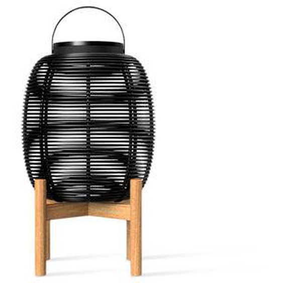 Lampe solaire dextérieur Tika Small plastique fibre végétale noir / Lanterne LED - H 59 cm - Vincent Sheppard