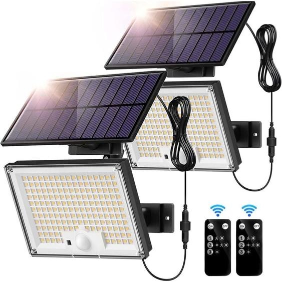 Lampe Solaire Extérieur 172 led 3 Modes Lumière Solaire Extérieure Détecteur de Mouvement, Lampe Solaire IP65 Eclairage Exterieur Solaire, led Spot