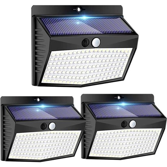 Lampe Solaire Extérieur Détecteur de Mouvement【Lot de 3 de 138LED】 Lumière étanche Sans Fil 3 Modes Spot led éclairage extérieur solaire pour Jardin