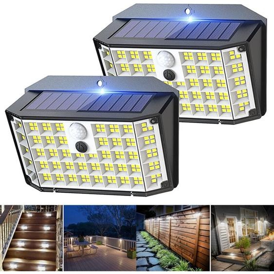 Lampe Solaire Exterieur, Lot de 2 Lumiere Solaire Exterieur avec Détecteur de Mouvement, 176LED Spot Solaire IP65 Etanche Lampe Solaire pour Jardin,