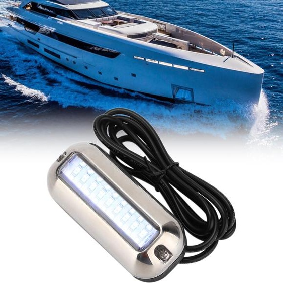 Lampe sous-marine bleue 27LED 74LM Lampe arrière lumineuse IP68 Boîtier en acier inoxydable étanche pour bateaux de plaisance
