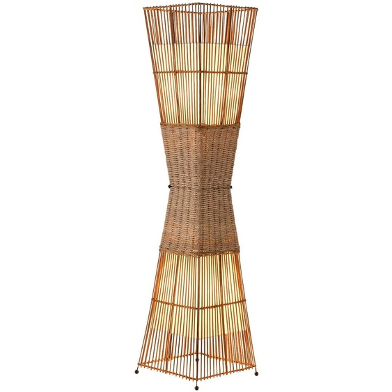 Lampe sur pied en bambou avec abat-jour en tissu, diamètre 30 cm