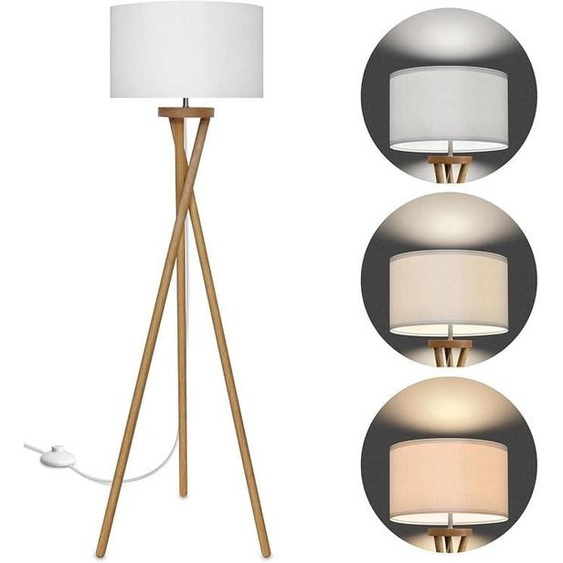 Lampe sur pied en bois pour salon, lampe scandinave avec abat-jour blanc, lampe dappoint moderne pour salon, chambre, bureau et espace de travail