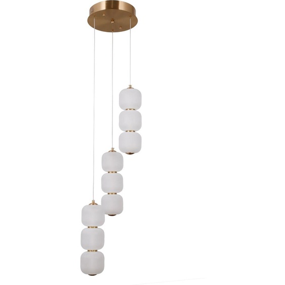 Lampe suspendue décorative ronde dorée triple abat-jour en verre opale pour le salon couleur chaude LED 20W GANTI Italux