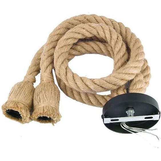 Lampe suspendue en corde de chanvre rétro style industriel Lampe de plafond en corde de jute pour magasin de vêtements, café, bar, restaurant, tête unique 2m